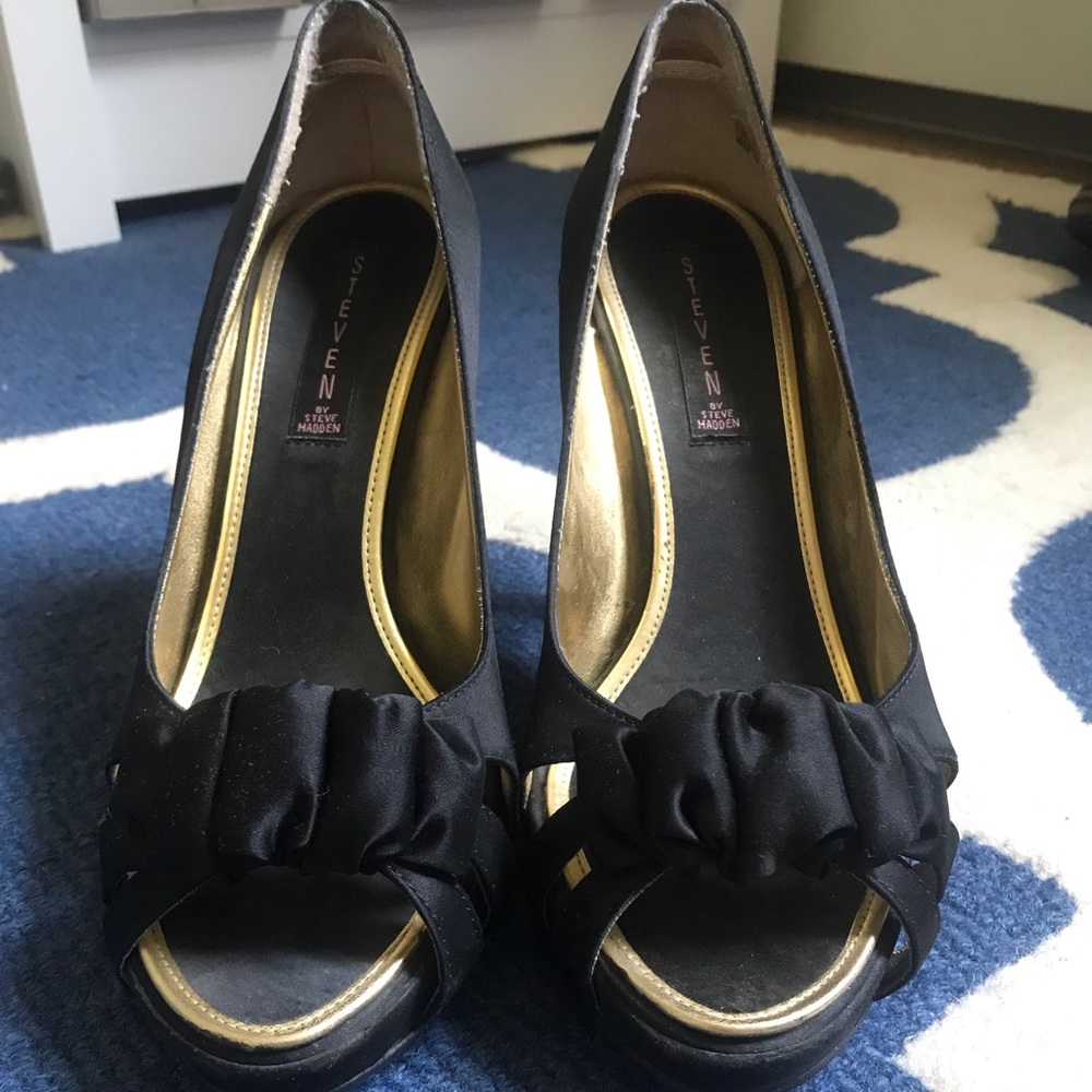 Satin platform heels